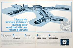稀少！1967年KLMオランダ航空広告/エアライン/アムステルダム・スキポール空港/旅行/観光/22