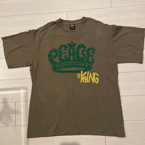 【人気】SUSSTY カーキ　半袖　 Tシャツ ホワイト　PEACE is KING 両面プリント　ヴィンテージ XL