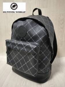 HUNTING WORLD/ハンティングワールド/KNOTS OF LUCK BackPack/ノッツオブラック/総柄バックパック/本革/ユニセックス/美品/定価7万2000円