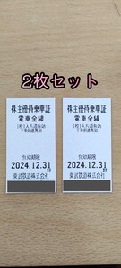  東武鉄道 株主優待乗車証2枚セット　ミニレター85円