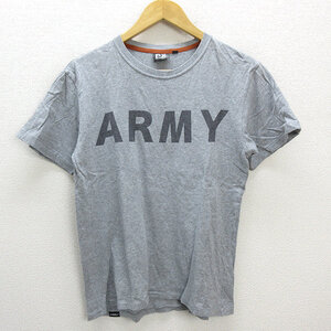 a■アヴィレックス/PX AVIREX ARMYプリントTシャツ 半袖Tシャツ【M】灰/MENS/63【中古】■