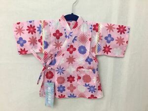 新品■IKS 子供甚平 女の子 90 1-2歳 花柄 ピンク 国内染め 榎本株式会社 お祭り 夏