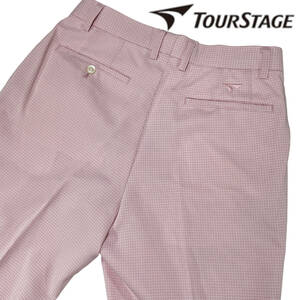 TOURSTAGE ツアーステージ ゴルフ パンツ サイズ76 (約76cm) 春夏 ピンク 格子柄 スラックス メンズ