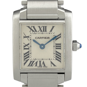 カルティエ CARTIER タンクフランセーズ SM W51008Q3 腕時計 SS クォーツ アイボリー レディース 【中古】