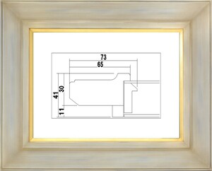 額縁　油絵/油彩額縁 樹脂製フレーム アクリル付 7744 サイズ F4号 アンティークアイボリー