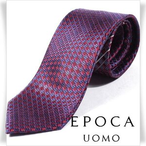 新品1円～★定価1.4万 エポカ ウォモ EPOCA UOMO 日本製 シルク絹100% ネクタイ 織柄 バーガンディ 正規店本物 ◆3144◆