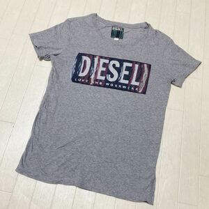 3925☆ DIESEL ディーゼル トップス 半袖Tシャツ クルーネックTシャツ カジュアル メンズ S グレー イラスト