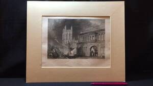 【真作 J.M.W.Turner(ターナー)/銅版画31】『Malvern Abbey and Gate』●イギリスロマン主義●縦33.5×横40.5㎝●検)リトグラフ/水彩画