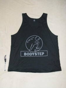 レスミルズ 【珍品】 ノースリーブ 黒 BODYSTEP タンクトップ 巨大なロゴ ボディステップ ■ 即決にて、送料無料 ■ Lesmills BODYSTEP