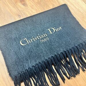 Christian Dior◇クリスチャンディオール◇ロゴ刺繍マフラー◇黒