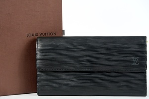 【超美品】LOUIS VUITTON ヴィトン ポルトフォイユ・サラ 二つ折り 長財布 エピ ブラック ブランドウォレット【LH95】