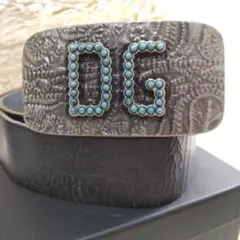 D&G DOLCE&GABBANA belt シルバー ターコイズスタッズ 黒