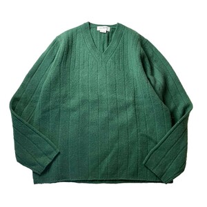 グッドカラー! 90s 00s Old J.Crew ジェイクルー ヴィンテージ 無地 Vネック ウール ニット セーター グリーン 緑 Mサイズ メンズ 古着