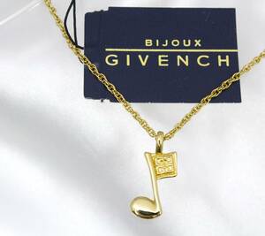 美品◆ジバンシィ【GIVENCHY】音符モチーフ ペンダント ネックレス ゴールドカラー チェーン39cm タグ付き ジバンシー 2401-K0164V(NT)