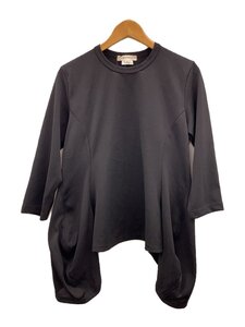 COMME des GARCONS◆長袖カットソー/M/ポリエステル/BLK/無地/GJ-T012/ヘムデザイン