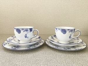 WEDGWOOD BONE CHINA MADE IN ENGLAND WEDGWOOD/ウェッジウッド BLUE PLUM ブループラム カップ&ソーサー トリオ2セット/プレート/ケーキ皿