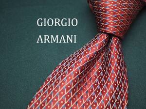 美品【GIORGIO ARMANI ジョルジオアルマーニ】 C1688 ワイン系 ネイビー SILK ブランド ネクタイ 古着 良品