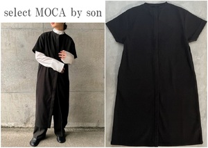 select MOCA by son セレクトモカ ノーカラーフライフロントデザインワンピース ゆったりIラインシルエット 前開けてジレ風でも◎ BLK Free