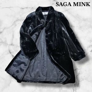 W250105K 超美品 SAGA MINK 最高級 ブラックミンク レディース 毛皮 ファー 検 コート ダウン パステルミンク デバフミンク