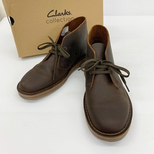 Clarks チャッカブーツ 15522 箱付き デザートブーツ 本革 レザー 革靴 カジュアル メンズ 26.5cm ブラウン クラークス 靴 DF13548■