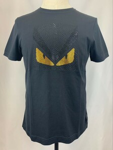 ◆極美品◆FENDI フェンディ モンスターラインストーンTシャツ 48 ブラック トップス 正規品 97