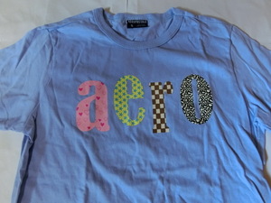 USA購入 人気アメカジブランド【AEROPOSTALE】 エアロポステール ロゴプリント入り袖短TシャツUS Sサイズ パープル 新品未使用