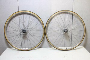 ○SHIMANO シマノ HB-7600 DURA-ACE ARAYA アラヤ GOLD リム チューブラー 手組み ピスト トラック用 ホイールセット