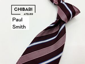 【超美品】PaulSmith　ポールスミス　レジメンタル柄 ネクタイ 3本以上 送料無料 メンズ ワインレッド　0202269