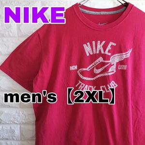 C331【NIKE】半袖プリントTシャツ【メンズ2XL】レッド