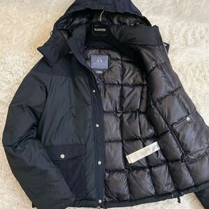 極美品 L相当 ARMANI EXCHANGE ダウンジャケット アウター ブルゾン 2WAY キルティング カモフラ 迷彩 バイカラー フード 肉厚 防寒 防風