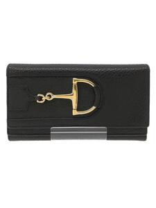 GUCCI◆グッチ/長財布/レザー/BLK/無地/レディース/154257//