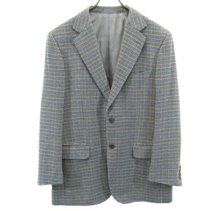 バーバリー 三陽商会 千鳥格子 カシミヤウール テーラードジャケット AB7 グレー BURBERRY 日本製 メンズ