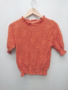 ◇ CHILD WOMAN チャイルドウーマン フリル かわいい 半袖 ニット セーター サイズF レッド系 レディース P