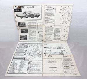 ☆70年代 Heller エレール 自動車プラモデル 説明書 4種 ALPINE・FERRARI・MATRA・LOTUS 汚れあり