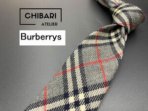 【超美品】Burberrys　バーバリー　ノバチェック柄　ネクタイ　3本以上送料無料　グレイ　0602096