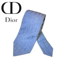 Dior ディオール ブルー シルク ネクタイ トロッター オブリーク 総柄