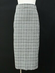 小さいサイズ美品 ZARA/ザラ チェック柄ロング丈タイトストレッチスカート 白黒XS rj391