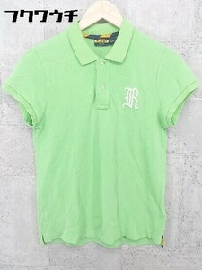 ◇ ralph lauren rugby ラルフローレン ラグビー 鹿の子 ロゴ 半袖 ポロシャツ サイズL 170/96A グリーン レディース