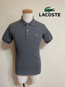 【美品】 LACOSTE ラコステ 鹿の子 ポロシャツ トップス サイズ2 グレー 半袖 日本製 L1264A 