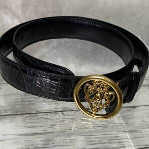 GUCCI グッチ クレスト レザー ベルト ブラック vintage ヴィンテージ オールドグッチ レディース