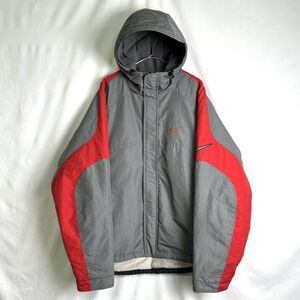 00s NIKE 中綿 ナイロン ジャケット L グレー ロングテール パーカー ブルゾン ナイキ 90s 古着 オールド ビンテージ