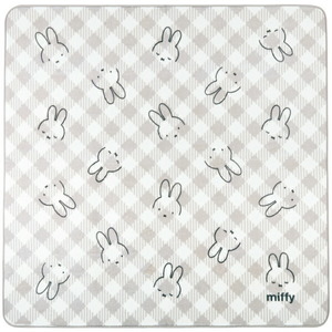 ミッフィー miffy ラグマット【180X180cm】 チェックライン グレー