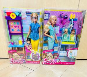 新品未開封 ケース割れ有 2種セット バービーとおしごと お医者さん 学校の先生 Barbie doctor teacher ケリーちゃん リカちゃん マテル