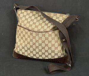 GUCCI グッチ GGキャンバス レザー 145857 ショルダーバッグ 斜め掛け メッセンジャーバッグ / 現状渡し