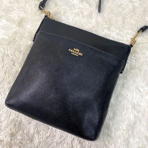 1円 超美品 coach コーチ ブラック 黒 ショルダーバッグ レザー クロスボディ カバン 鞄 バッグ バック 斜めがけ 本革 メンズ ブラック