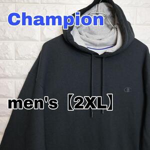 B472【Champion】スウェット　パーカー 【メンズ2XL】ブラック