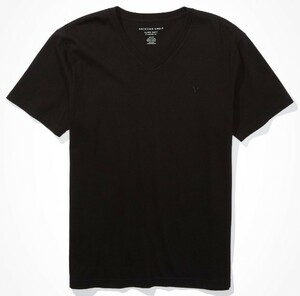 AE*アメリカンイーグル/US:XXL/ブラック/アイコンVネック半袖Tシャツ