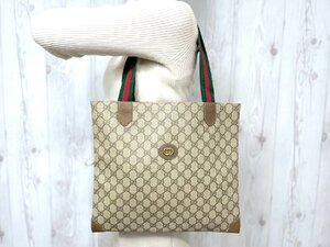 極美品 GUCCI グッチ オールドグッチ GGスプリーム シェリーライン ヴィンテージ トートバッグ ショルダーバッグ バッグ レザーA4可 78753Y