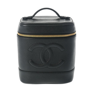 CHANEL シャネル バニティ ブラック ゴールド金具 A01998 レディース キャビアスキン ハンドバッグ Aランク 中古 銀蔵