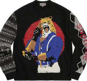 未使用 Supreme×Yohji Yamamoto TEKKEN 総柄ニットセーター サイズL ブラック シュプリーム × ヨウジヤマモト XL